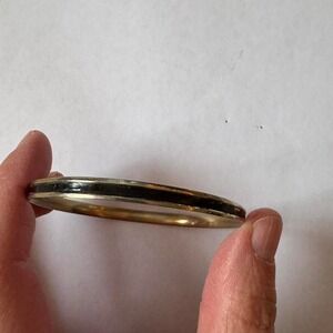 Classic Bangle Bracelet Gold Tone Black Enamel Band Elegant Statement Accessory